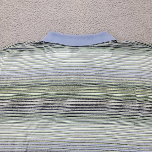 Alan Flusser Shirt Mens Medium Green Striped Polo‎ Golf Classic - Picture 5 of 12